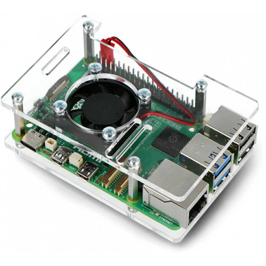 Gravlaser-kotelo Raspberry Pi 5:lle - avattava tuulettimella - läpinäkyvä – 4