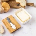 PORCELANOWA MASELNICZKA Z NOŻYKIEM POKRYWKA ACACIA KLAUSBERG KB-7785 VALKOINEN PORCELANOWA MASELNICZKA Z NOŻYKIEM POKRYWKA ACACIA KLAUSBERG KB-7785 VALKOINEN
