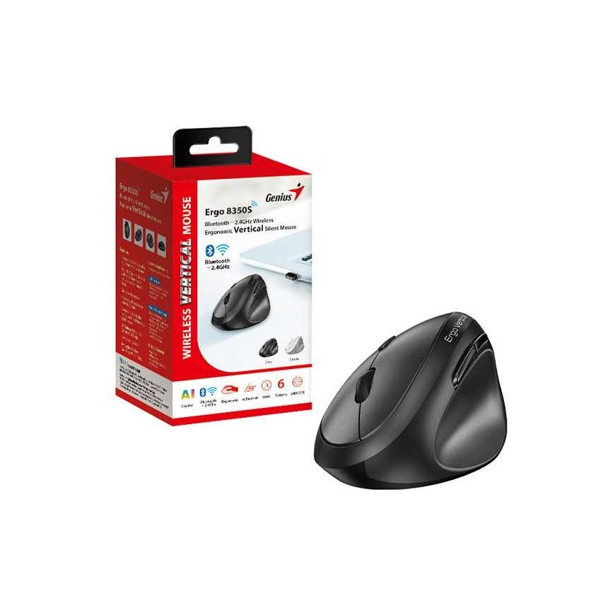 Wireless mouse, Genius Ergo 8350S, gray, optical, 2400DPI – 3