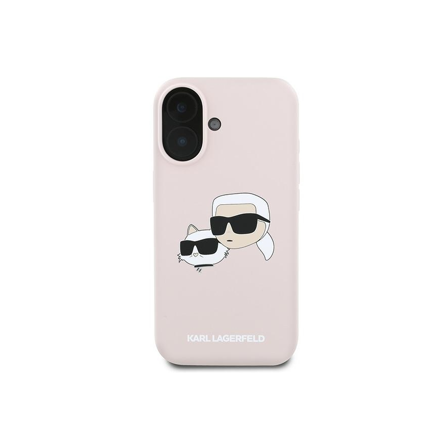 Karl Lagerfeld Silikoninis dėklas Heads Print MagSafe for iPhone 16 Plus - Rožinė – 4