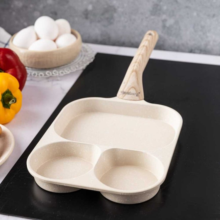 Klausberg Marble frying pan with 3 sections, cream – 3
