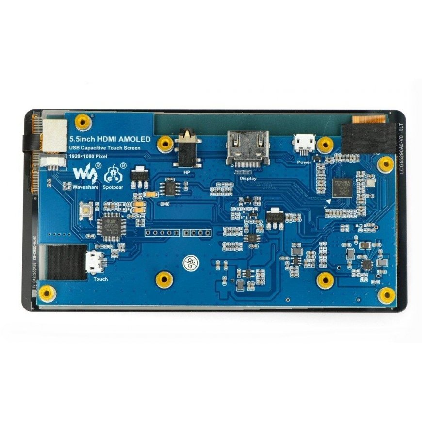 Touch screen, capacitive 5.5” AMOLED display 1080x1920px HDMI + USB, for Raspberry Pi 4B/3B+/3B/2B/Zero, Waveshare 16103 – 4