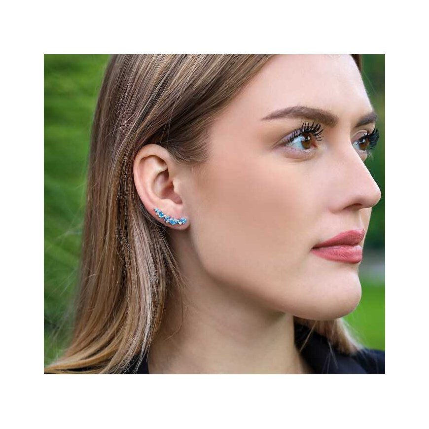 Beneto Charming long earrings with blue zircons AGUP3299LB – 2