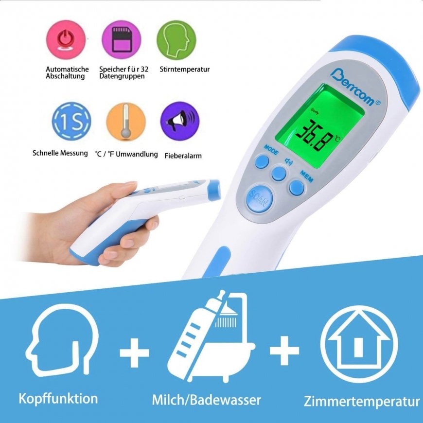Berrcom JXB-182 digital body thermometer Remote sensing thermometer White Forehead Buttons – 2