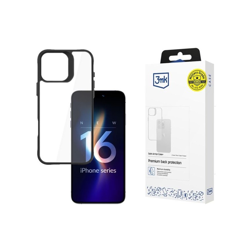 3MK Satin Armor Case+ pro Apple iPhone 16 Pro Max mobile phone case 17.5 cm (6.9") Cover Transparent