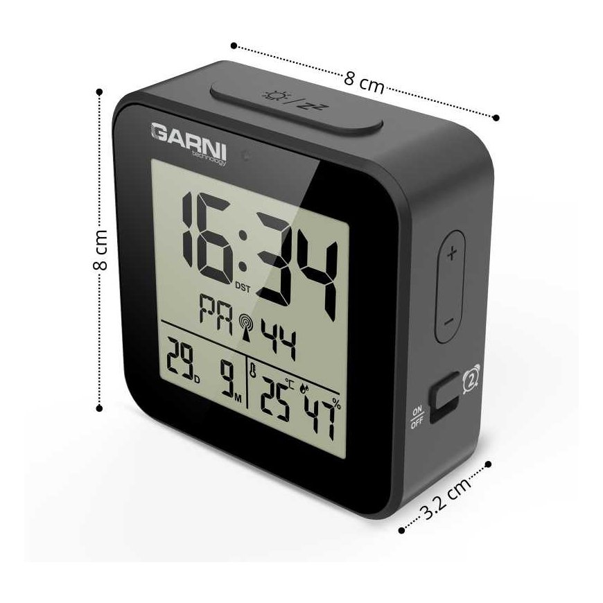 Garni Technology GARNI 138B - digital alarm clock with thermometer and hygrometer, black – 3