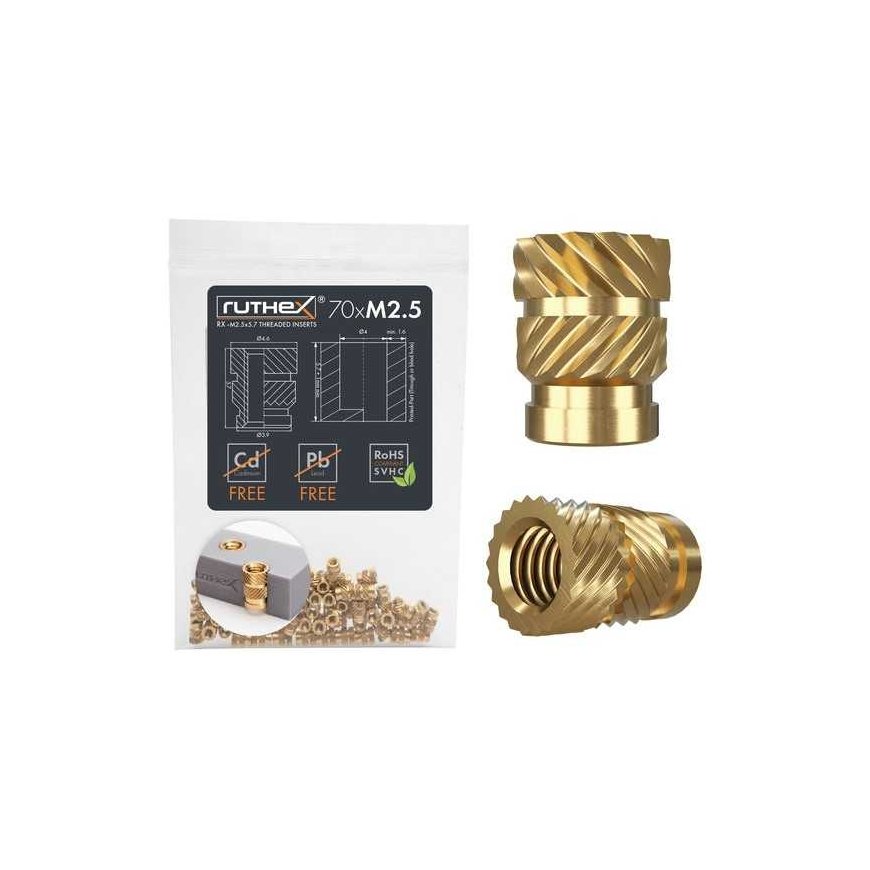 Ruthex M2.5 threaded insert – Rx-M2.5x5.7 - 70 pcs.
