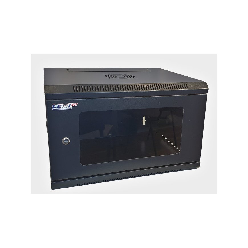 LEXI-Net 19" wall cabinet 12U 600x450, load capacity 60 kg, glass doors, extended, black – 2
