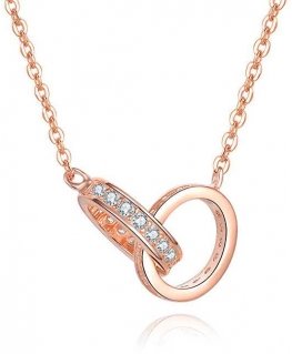Beneto Gold-plated pakabukas with connected rings AGS1229 / 47-ROSE
