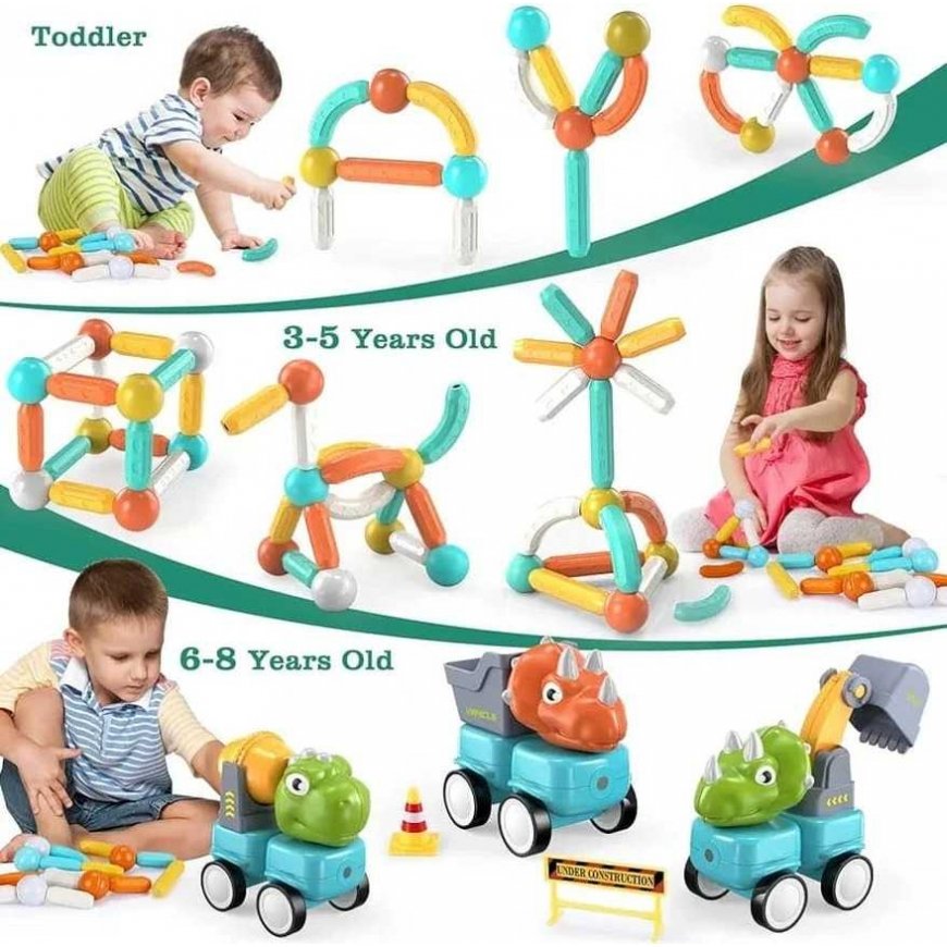 Woopie Magnetic building blocks dinosaurs, 84 pcs. – 4