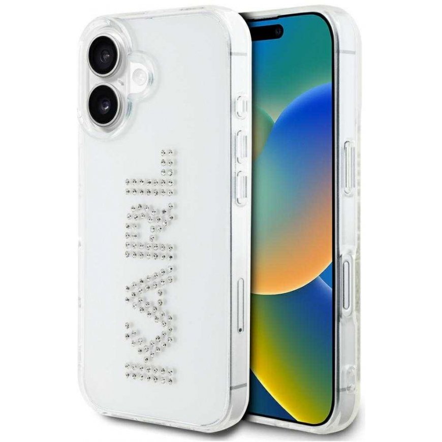 Karl Lagerfeld IML Rhinestones Logo Case for iPhone 16 Transparent
