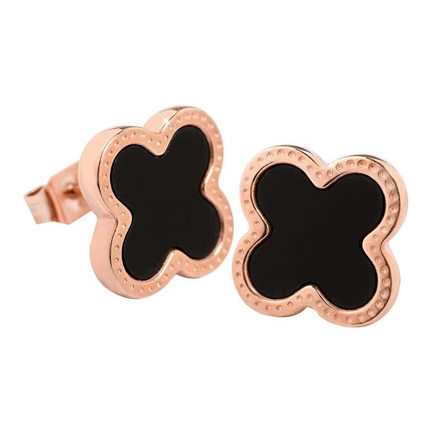 Troli Pink Flower Earrings Plated Steel