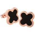 Troli Pink Flower Earrings Plated Steel with Black Center KE-006 Troli Pink Flower Earrings Plated Steel with Black Center KE-006