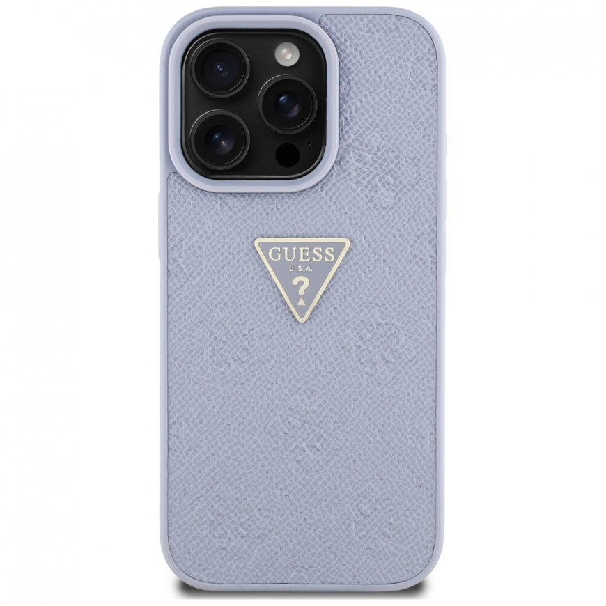 Guess Hot Stamp 4G Pattern Triangle Metal Logo Apple iPhone 16 Pro puhelimen kuori violetti – 4