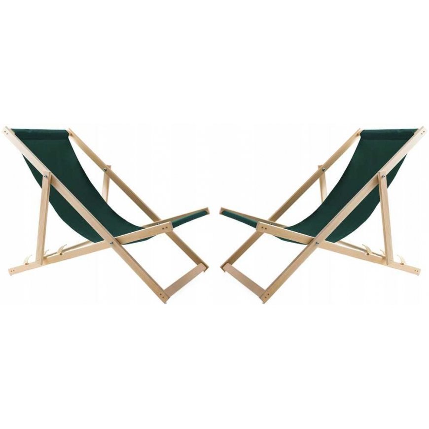 Chaise longue table set + 2 loungers, Green, Woodok – 2