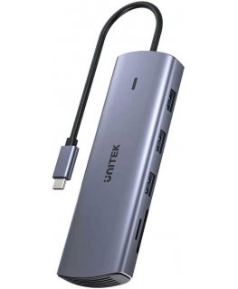 Unitek Hub 9in1 USB C Gigabit Ethernet HDMI VGA 3x USB A Card Reader PD 100W
