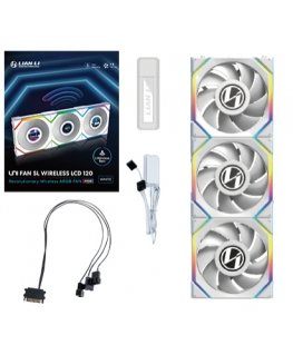 Lian Li UNI FAN SL Wireless LCD 120 Datora korpusam Ventilators 12 cm Balts 3 pcs