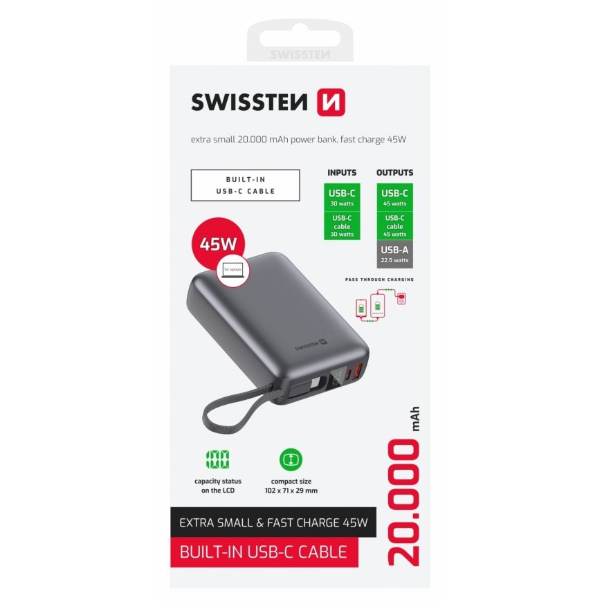 Swissten Power Bank 20000 mAh 45W