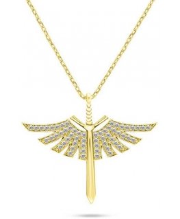Brilio Silver Brilio Silver Stylish gold-plated pendant Angel sword with zircons NCL144Y