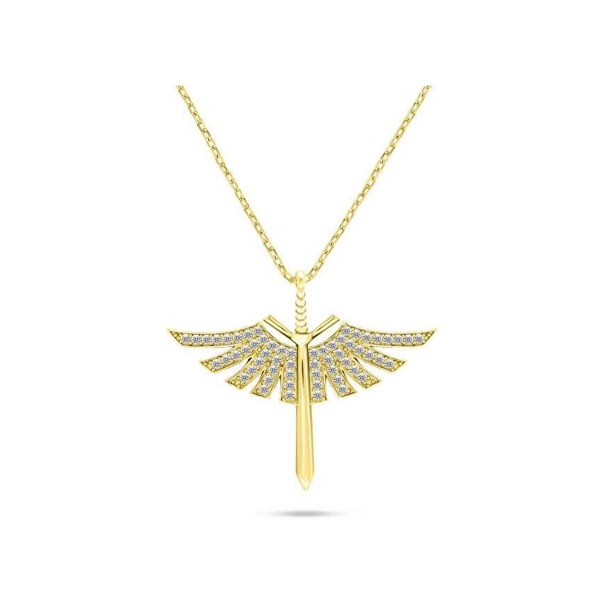 Brilio Silver Brilio Silver Stylish gold-plated pendant Angel sword with zircons NCL144Y