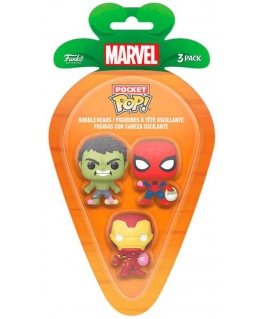 Funko Carrot Pocket POP blister 3 hahmoa Marvel Spiderman Hulk Iron Man pääsiäinen