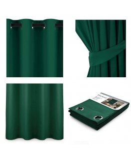 AmeliaHome Curtains BLACKOUT color bottle green style classic silver eyelets blackou 140x175