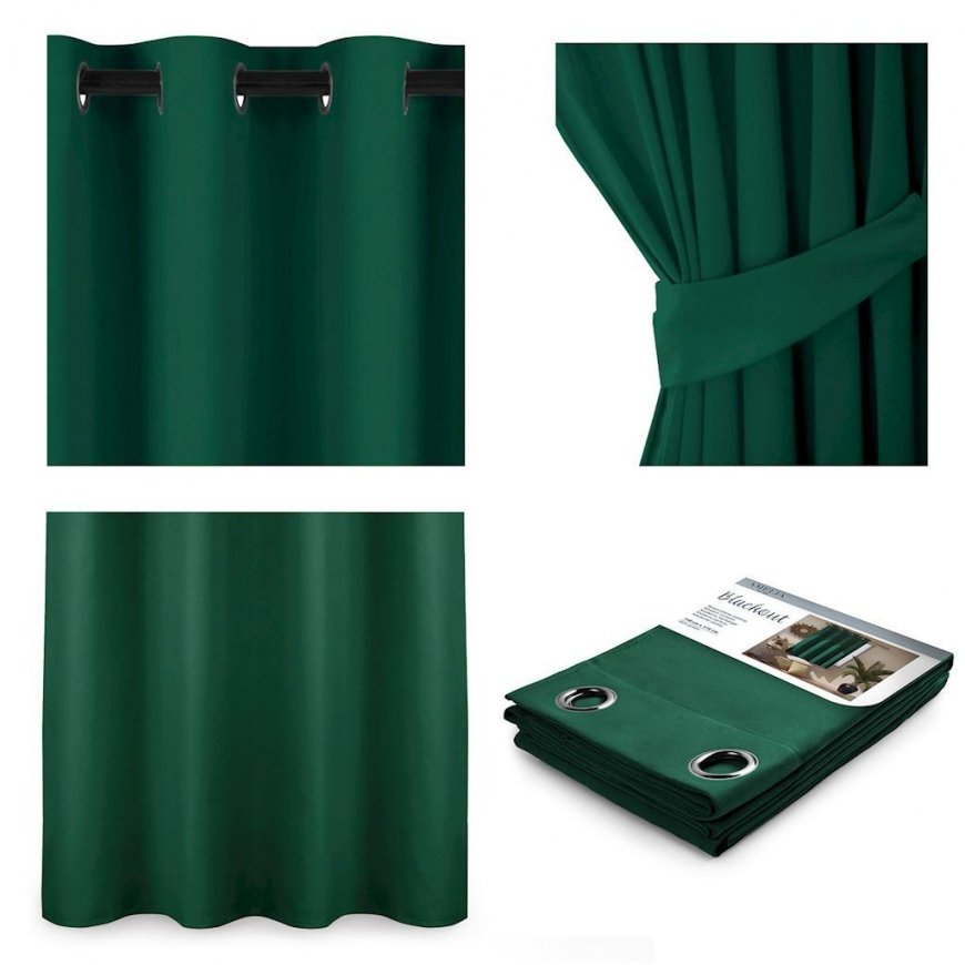AmeliaHome Curtains BLACKOUT color bottle green