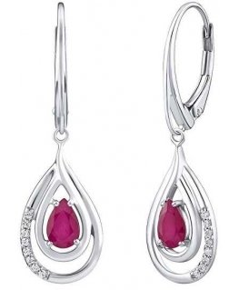 Silvego Luxury silver earrings with rubies and zircons FWE10130R
