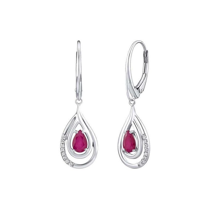 Silvego Luxury silver earrings with rubies and zircons FWE10130R