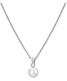 Hot Diamonds Hot Diamonds Charming Silver Diamond and Pearl Necklace Diamond Amulets DP895 (Chain, Pendant)