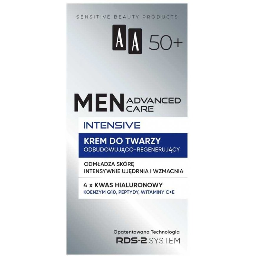 AA Men Advanced Care Intensive regeneruojantis ir atstatantis veido kremas vyrams 50+ 50 ml