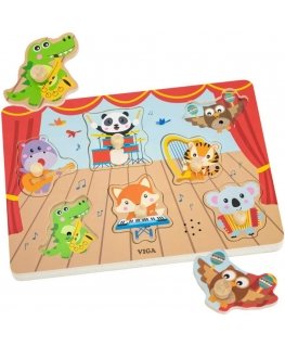 Puzzle Viga Toys VIGA Sound Puzzle Match musical animals