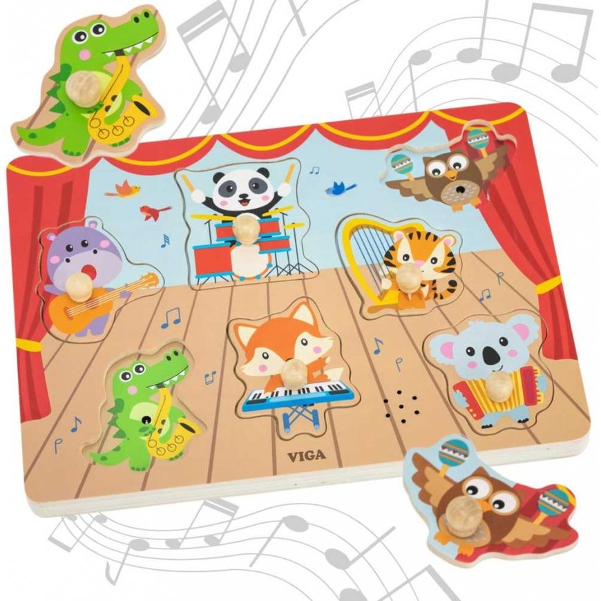 Dėlionė Viga Toys VIGA Sound Puzzle Match muzikiniai gyvūnai – 2
