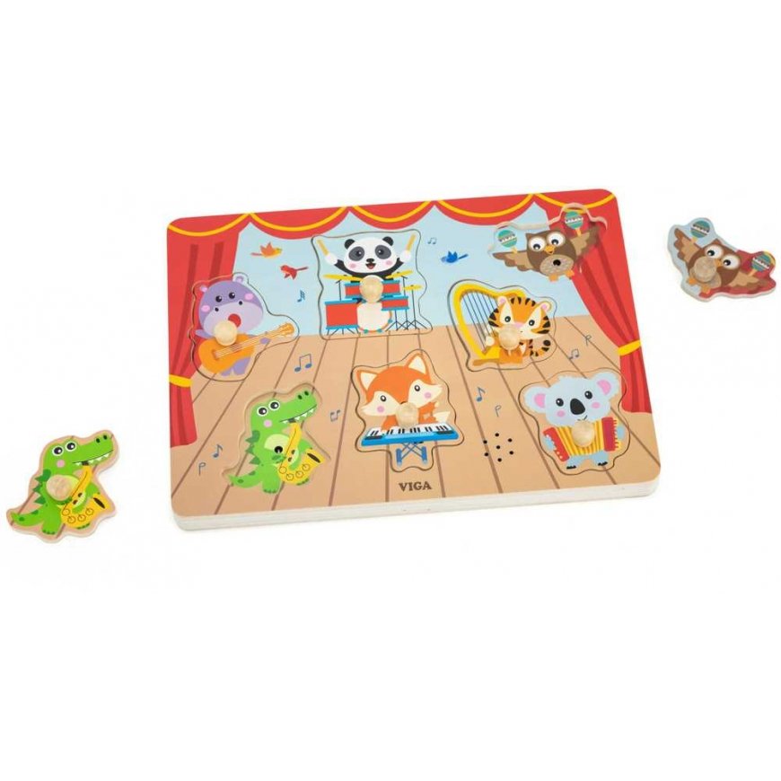 Dėlionė Viga Toys VIGA Sound Puzzle Match muzikiniai gyvūnai – 3