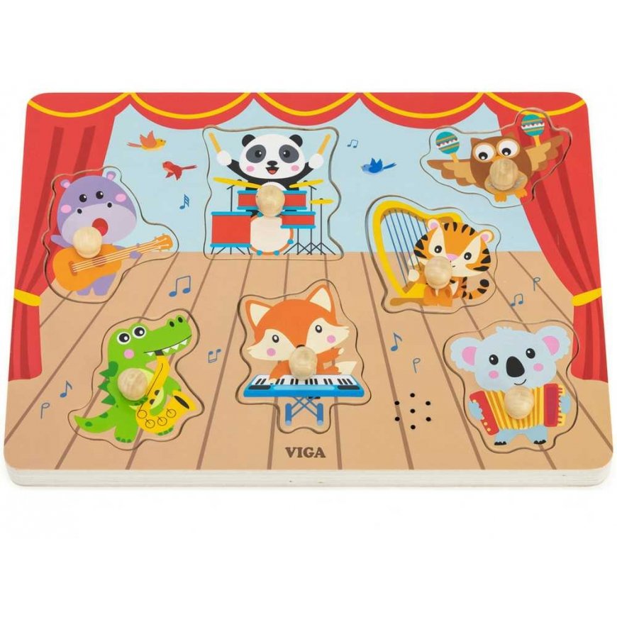 Puzzle Viga Toys VIGA Sound Puzzle Match musical animals – 4