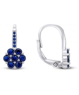 Brilio Silver Brilio Silver Silver flower earrings with dark blue zircons EA15WB