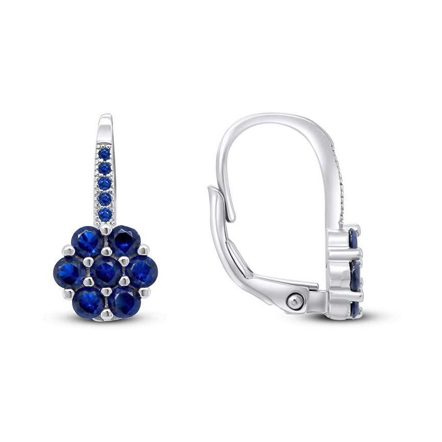 Brilio Silver Brilio Silver Silver flower earrings with dark blue zircons EA15WB