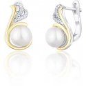 Jwl Luxury Pearls Silver two-tone earrings with real pearls and zircons JL0720 Jwl Luxury Pearls Silver two-tone earrings with real pearls and zircons JL0720