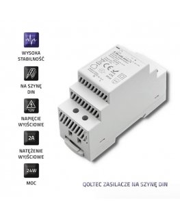 Qoltec Maitinimo šaltinis na szynę DIN | 24W | 12V | 2A | Pilka