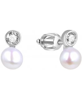 Beneto Silver earrings with real pearl AGUP1658PS