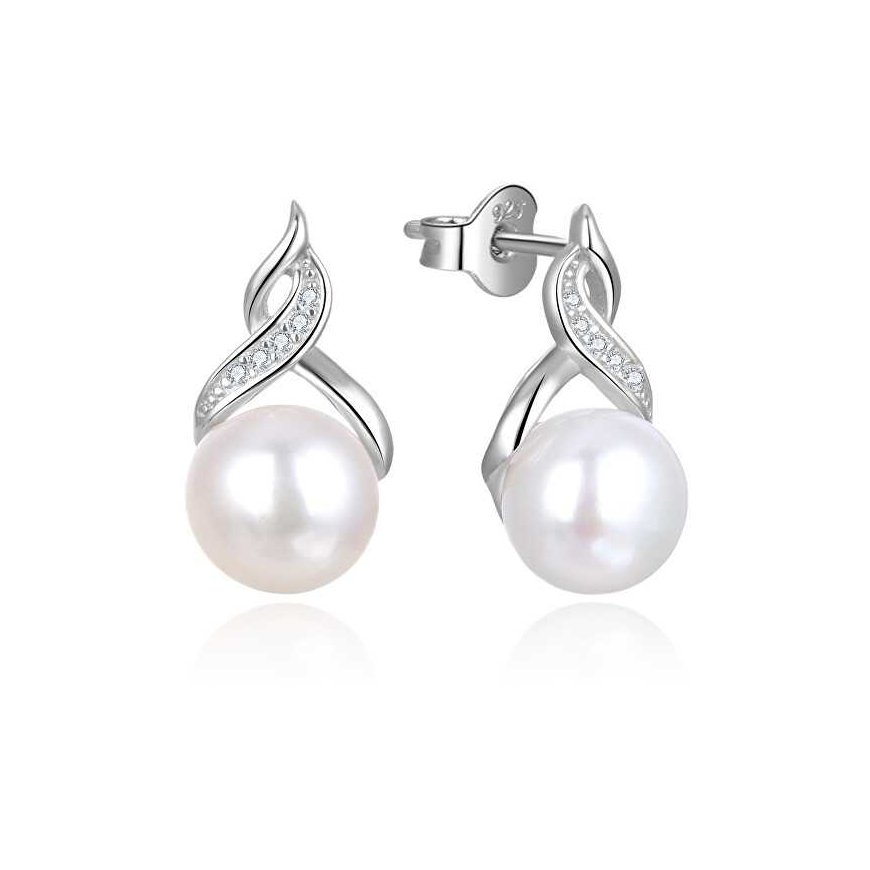 Beneto Luxury pearl earrings with zircons AGUP2616P-White