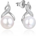 Beneto Luxury pearl earrings with zircons AGUP2616P-White Beneto Luxury pearl earrings with zircons AGUP2616P-White