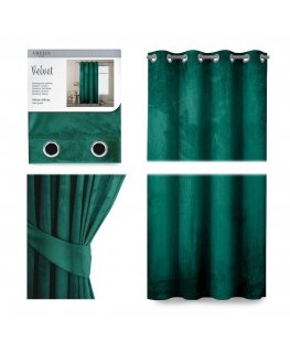 AmeliaHome VELVET bedspreads, bottle green color, classic style, silver eyelets, material type – textile, velvet, 140x245