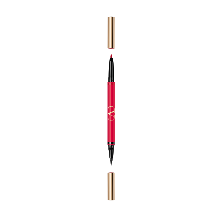 Valentino Valentino, Twin Liner, Double-Ended, Gel Pieštukas Akių apvadas, 02, Juodas & Rosso, 8 g For Women