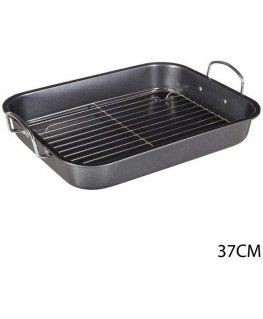 5five Simply Smart Steel Baking dish with grid and handles, 37 x 29 x 5.5 cm, stainless steel