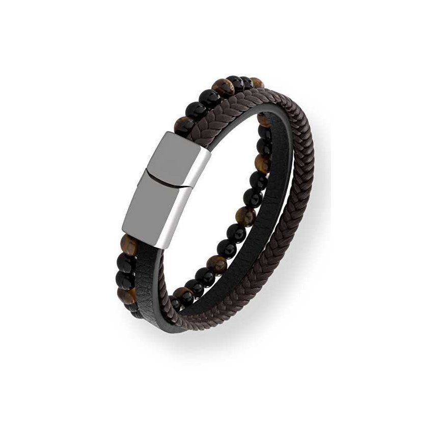Troli Designer leather bracelet with beads Leather