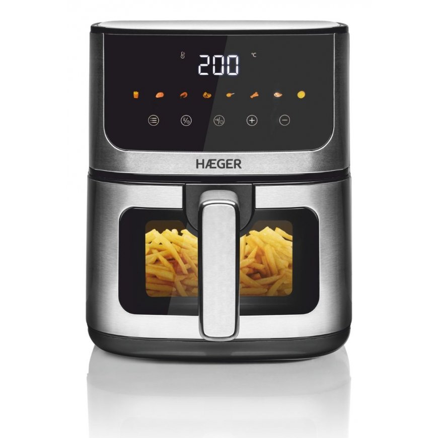 Haeger AF-D47.005A fryer Single 4.7 L Stand-alone 1200 W Hot air fryer Black, Silver