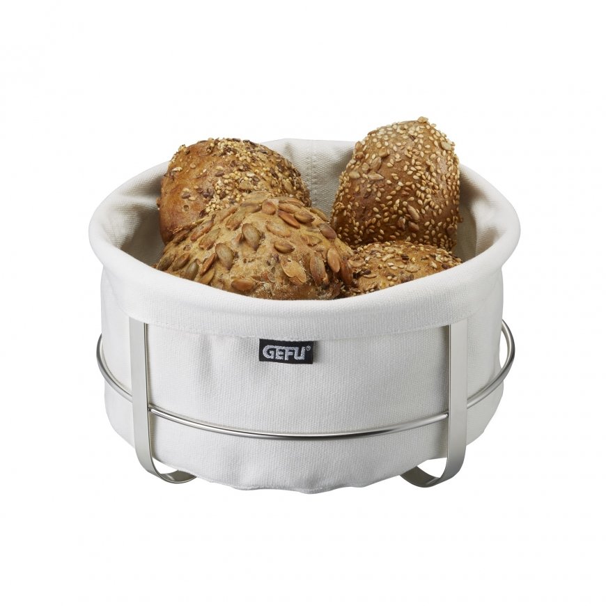 GEFU BRUNCH bread basket Round Cotton, Stainless steel Stainless steel, White