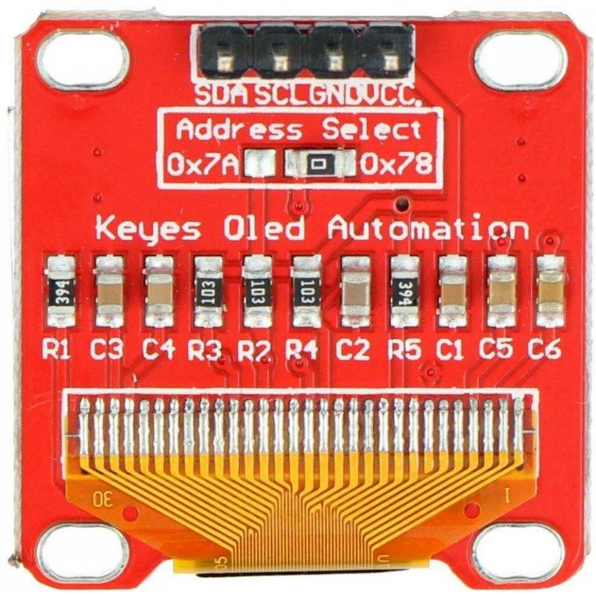 Openplatform OLED-näyttö, sininen grafiikka, 0,96" 128x64px I2C - punainen – 2