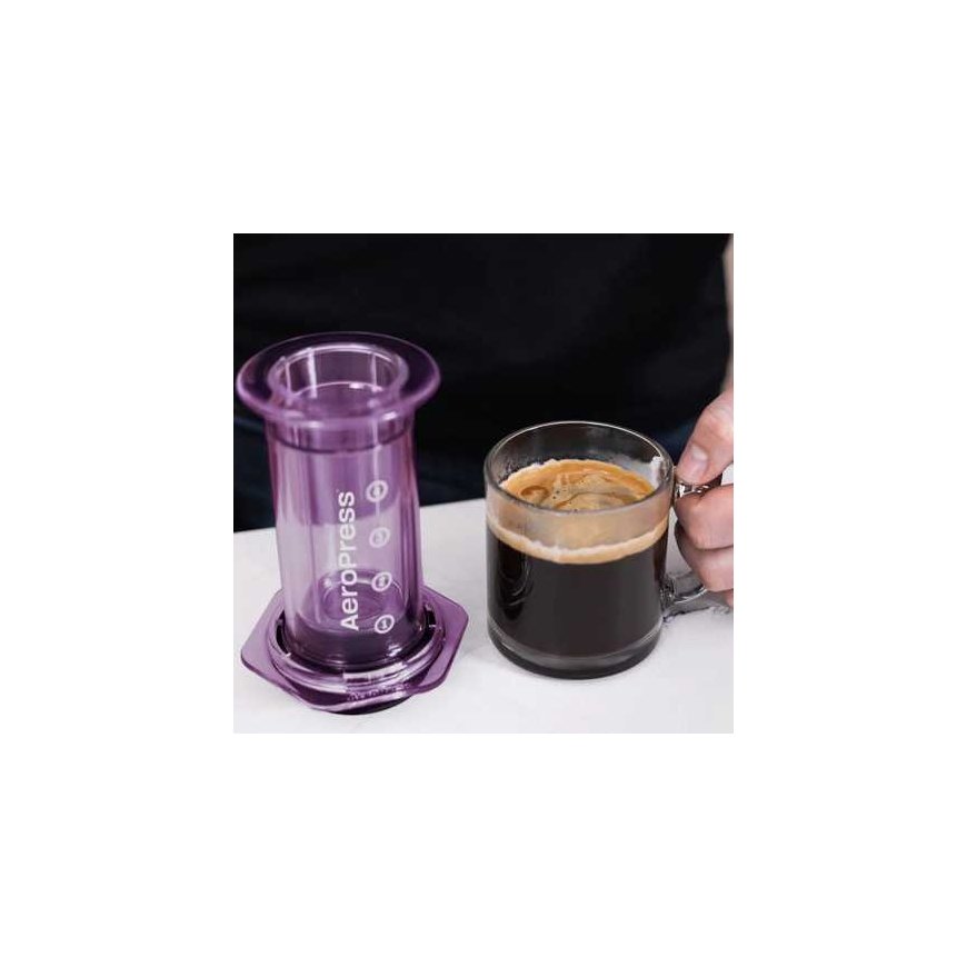 AeroPress - läpinäkyvä violetti kahvinkeitin